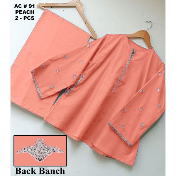 Pocket Emb + back bunch 2pc Cotton dress