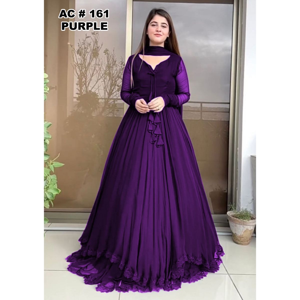 SOLID LONG FLAIR ANARKALI SET WITH DUPATTA