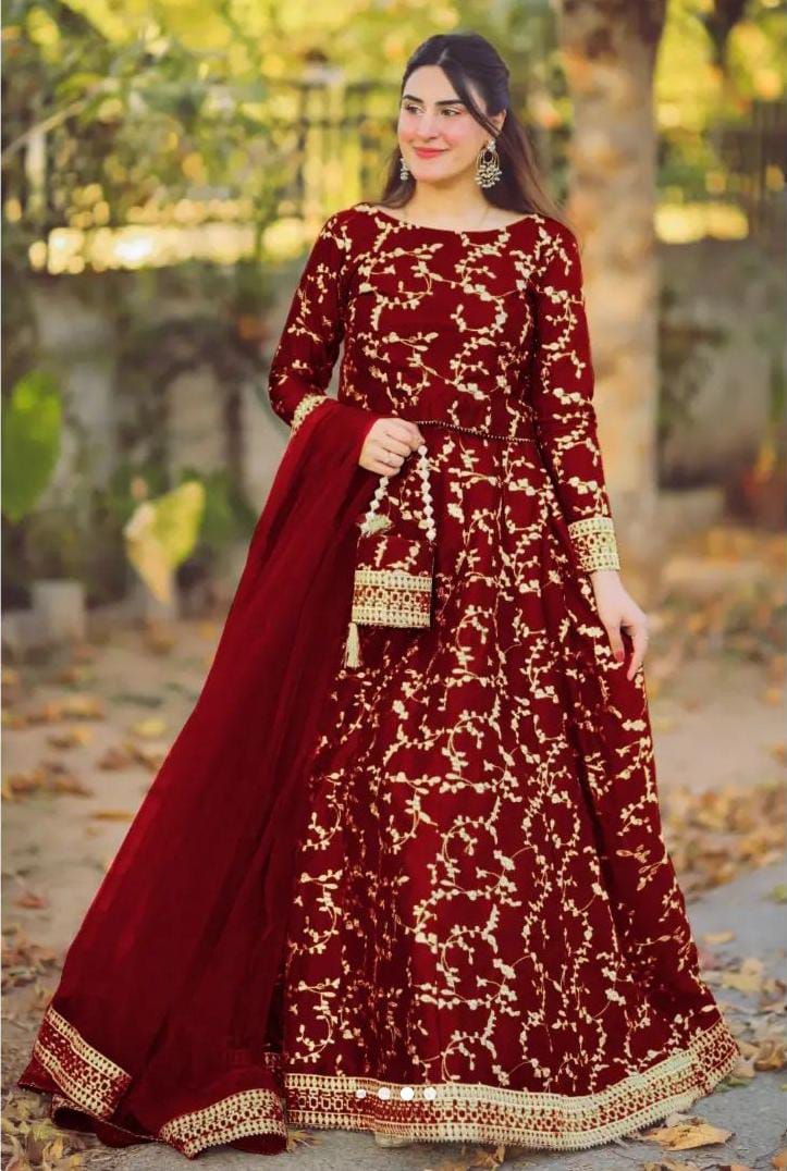 Enchanting Elegance: Embroidered Lehenga Ensemble - 4 Piece Wedding Collection