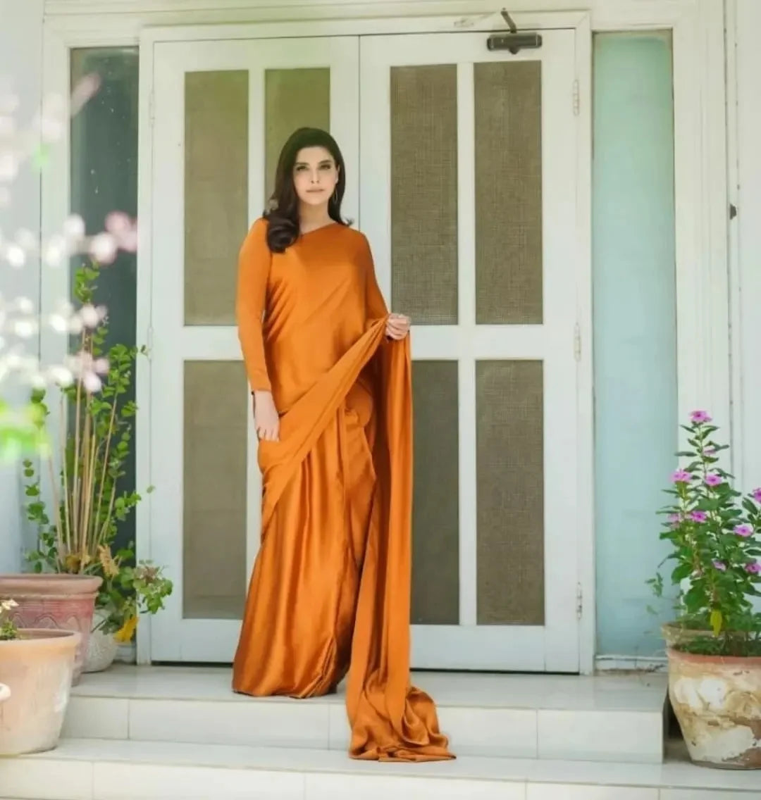 Brownish Orange Silk Saree