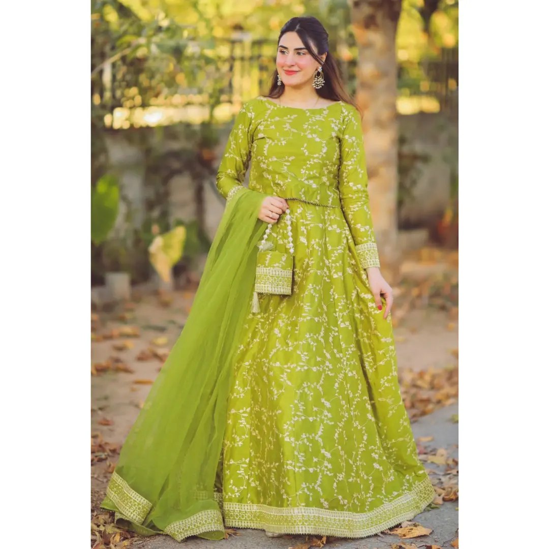 Enchanting Elegance: Embroidered Lehenga Ensemble - 4 Piece Wedding Collection