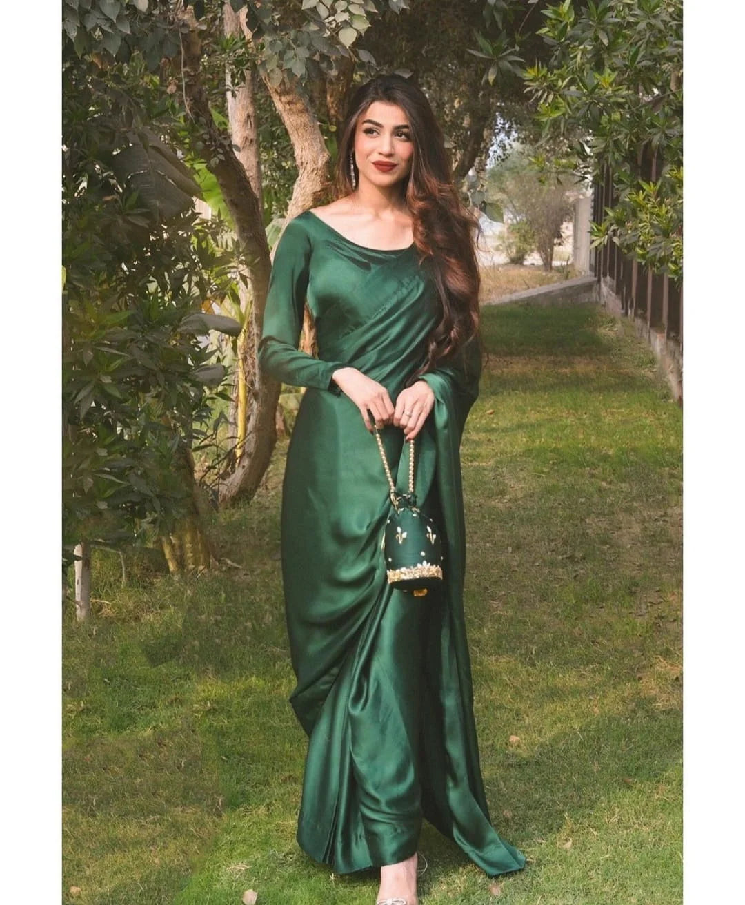 Bottle Green Silk Saree