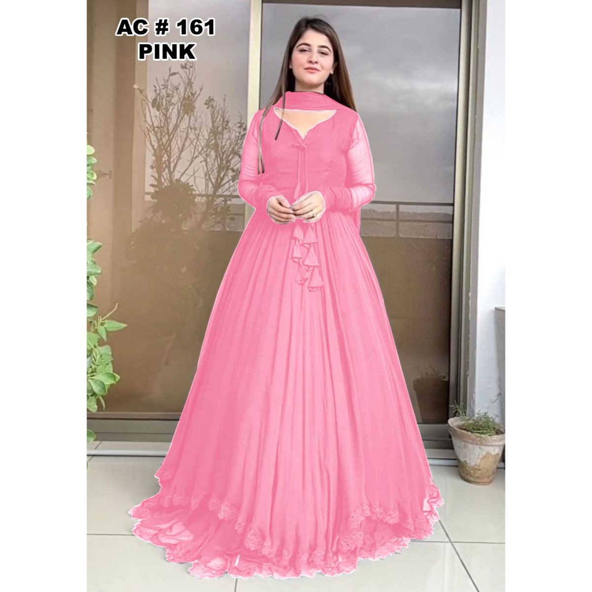 SOLID LONG FLAIR ANARKALI SET WITH DUPATTA